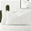 decorUhome Set di 2 federe decorative natalizie per cuscini in morbida lana sintetica, per divano, supporto lombare, per la casa, 30 x 50 cm, beige crema