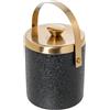 DRW Secchio con Coperchio in Acciaio Inox Copertura Nera 15x15x26 cm, Metallo, Oro Opaco e Nero