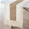 OurWarm Runner da tavola in macramè, stile fattoria, in iuta naturale, in pizzo di cotone, con nappe, per matrimoni, feste nuziali, casa, tavolo da pranzo, 30,5 x 274 cm