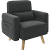 Soberine Poltrona Imbottita da Salotto Poltrona Relax Laterale in Tessuto Poltrocina con Tasche Laterali Cuscino Lombare Sedia per Soggiorno Lettura Camera da Letto Grigio Scuro/75 × 71,5 × 84,5 cm