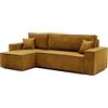 IDOHOME 244x145 Divano Angolare 3 Posti con Contenitore - Funzione Letto (200x125) - Divano Letto Angolare con Penisola Reversibile in Velluto a Coste