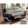 Vente-unique-Divano 3 posti relax in microfibra Grigio e antracite - TALCA