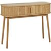 Beliani Tavolo consolle Ante scorrevoli MDF Gambe in Legno massello Legno Chiaro