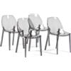 SIEDITI FUORI E DENTRO Sedie in policarbonato Luce, design moderno, impilabili, sedie trasparenti, sedie sala da pranzo, sedie cucina o salotto (4 Sedie, Fumè)