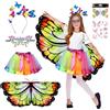 Ekukeon Costume da Farfalla per Bambina,6Pcs Farfalla Costume da Fata con Tutu Gonna,Ali farfalla costume,Maschera,Cerchietto Farfalla,Tatuaggi e Adesivi,Adatto per Ragazze a Carnevale,Festa di Gioco di Ruolo