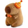 Zaloife Peluche Capybara Bambola, 25cm Capibara Peluche con Cappello Giocattolo, Happy Everyday Marrone Pupazzo Decorazioni Regalo per Bambini Adulti e Fans