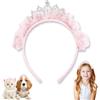 YUSHWENPTY Fascia per Capelli con Corona di Perle, Cerchietto Bambina con Strass - Accessori per Festa, Compleanno, Regalo (Rosa)