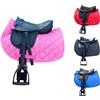 Brama West Shetty - Set di sella per bambini My Little Pony | Sella per Shetty Pony cavallo in legno di peluche | con copertura per sella, cinghia per sella, staffe e staffe | bicolore rosa
