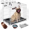 LOVPET® Gabbia pieghevole per Cani con Coperta in Pile + Ciotola per Cani con 2 porte Gabbia per Trasporto Auto - 63x44x50,5 cm, Trasportino per Animali con Pavimento, S - Bianco