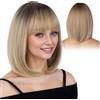 DKDDSSS Dritto Capelli Breve Charming Bob con Bangs, 14 Pollic Parrucche in Ombre per Donna Natura Resistente al calore Fibra sintetica Partito/Cosplay/Costume/Parrucca le Donne Quotidiano