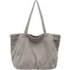 Laneko Borsa tote in tela riutilizzabile da donna borsa hobo bag in cotone borsa a tracolla in tela con 3 tasche esterne e cerniera, Borsa tote in cotone 754-grigio, Large