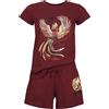 Harry Potter Order of The Phoenix Donna Pigiama Rosso Vino L 100% Cotone
