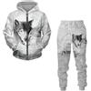 Generic Tuta da uomo con stampa 3D Wolf Full Zip a maniche lunghe Jogging Running Felpe, C8, XL