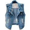 Generic Gilet Di Jeans Da Donna Corto Gilet Di Jeans Da Donna Senza Maniche Gilet Denim Jeans Strappati Retro Panciotto Giacca Jeans Donna Elegante Gilet Slim Fit Con Tasca Giubbino Jeans Donna