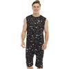 QIYUANT Pigiama Intero Corta Uomo Smanicato Chiusura con Cerniera Inferiore Intera Pezzo Unico Jumpsuit Estivo Monopezzo Onesies Casual Tuta da Casa (Cielo Stellato, L)