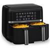 Klarstein - Friggitrice ad aria calda, airfryer con 2 vani, friggitrice ad aria compatta da 2850W, friggitrice ad aria da 7,6L con pannello di controllo touch, timer, preriscaldamento, 6 modalità, XL
