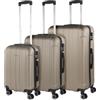 ITACA - Set valigie - Set Valigie Rigide Offerte. Valigia Grande Rigida, Valigia Media Rigida e Bagaglio a Mano. Set di Valigie con Lucchetto Combinazione TSA, Champagne