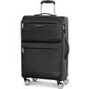 Bugatti Set di valigie morbide, 3 pezzi, trolley da viaggio in poliestere robusto di alta qualità, per uomo e donna, 4 ruote doppie e lucchetto TSA, serie Go Light Soft, Nero , Koffer L (77 cm),
