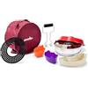 Omnia KIT 2 - Forno per Piano cottura, Stampi in Silicone, Confezione da 6 pezzi, Piastra Forno, Manico di Sollevamento, Custodia Rosso