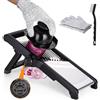 Ixydor Affettatrice per verdure 5 in 1, professionale, regolabile, multifunzione, in acciaio inox, per verdure, cetrioli, frutta, carote, con spazzola per la pulizia, guanti anti-taglio