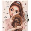 Depesche 13570 TOPModel Kitty and Doggy - Diario con chiusura a cuore e chiave, libro in rosa, con motivo a modella, motivo a cane e 192 pagine a righe
