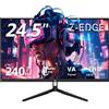 Z Z-Edge Z-Edge Monitor Gaming 24,5'', 240 Hz, 1ms, FreeSync, FHD(1920x1080), Schermo PC Cornice Ultra Sottile, 5000:1, 2*HDMI2.0 & DP1.4, Inclinazione Regolabile, VA, RGB Luce, VESA 100*100mm(Cavo DP Incluso)