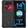 Ulefone Armor X31 Pro Rugged Smartphone 5G, 16GB+256GB/2TB, 6.56 HD+ 120Hz 800nits, 64MP+25MP Visione Notturna, 6050mAh Telefono Indistruttibile, GPS, NFC, IP68/IP69K, Torcia LED 120 Lumen- Nero