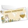 LINA OFFICINE GRAFICHE CREATIVE Biglietto Prima Comunione con Busta e Portasoldi, Design Floreale con Calice, Decorazione Religiosa