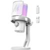 MAONO Microfono Wireless per PC, Microfono PC con Software di Cambiavoce Vocale IA, Cancellazione del Rumore a 3 Stadi, Luce RGB Personalizzata, per Gioco, Podcasting, Streaming, DM40 Pro Bianco