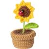 Laroal Figurina all'uncinetto a forma di girasole, ornamento decorativo in miniatura per scrivania e supporto emotivo