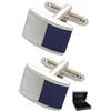 COLLAR AND CUFFS LONDON Gemelli Camicia Uomo Blu - Con Scatola - Ottone - Mezzo Barile Con Madreperla - Colori Blu e Bianco - Design Classico - Un Paio