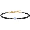 COAI Bracciale Minimalista da Donna con Perline Sfaccettate di Tormalina Nera e Pietra di Luna, Bracciale di Tormalina Nera da Donna Fino