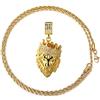 HALUKAKAH ● Kings Landing ● Catena d'oro per Uomini Placcato Oro Reale 18k Leone Corona Pendente Collana,Cz Pieno Diamanti da Laboratorio,con 5mm Catena da Tennis 50cm,Confezione Regalo Gratuita