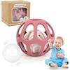 MCGMITT Giochi Sonaglio Dentizione Del Neonato - Palla Sensoriale in Silicone con Sonaglio Montessori Gioco Educativo per Bambini 0-3-6-9-12 Mesi Palla da Afferrare Senza BPA, Regalo per Neonati, Rosa