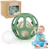 MCGMITT Giochi Sonaglio Dentizione Del Neonato - Palla Sensoriale in Silicone con Sonaglio Montessori Gioco Educativo per Bambini 0-3-9-12 Mesi Palla da Afferrare Senza BPA, Regalo per Neonati, Verde