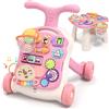 QDRAGON Primi Passi per Bambini Bambina con Freno,Girello Bambino,Sit Stand 3 in 1 Carrello Carrello Giochi Bimba Centro attività Neonato con Suoni e Sonagli Gioco Educativo,Giochi Bambini 6-24 Mesi
