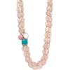 AVE CAPRICE...i tuoi capricci come virtù Collana lunga artigianale multifilo con quarzo rosa, opale rosa, madreperla e angelite - Chiusura in argento 925, fatta a mano in Italia