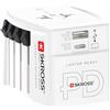 SKROSS -MUV USB AC45PD con Cavo USB C (160cm) - Adattatore Universale da Viaggio a 2 poli + 1x USB C & 1 x USB 45W - Tensione e Potenza: 100V - 250W/250V - 625W per PC portatili, Tablet e Smartphone