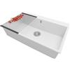 PRIMAGRAN Lavello da Cucina Bianco 78x50cm, Lavandino da Cucina a 1 vasca + Sifone Classico + Scolapasta avvolgibile, Lavabo da Cucina Incasso al mobile 80cm - Riga