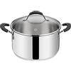 Lagostina Tempra Acciaio Casseruola Fonda e Coperchio, Casseruola Ø 26 cm in Acciaio Inox 18/10 + Coperchio in Vetro, con Fondo Lagotherm e Maniglie in Silicone