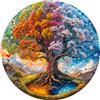 KaayeeWood Puzzle in Legno per Adulti,Moonlight Dreamscape Puzzle di Legno con Scatola,Puzzle Irregolare Unico,Regalo di Compleanno per Adulti e Bambini (Albero Stagionale della Vita-1, M)