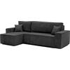 IDOHOME 244x145 Divano Angolare 3 Posti con Contenitore - Funzione Letto (200x125) - Divano Letto Angolare con Penisola Reversibile in Velluto a Coste