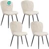WAFTING Set di 4 Sedie da Pranzo, Sedia a Forma di Conchiglia in Ciniglia e Gambe in Metallo, Comfort Moderno per la Casa e l'Ufficio, Beige