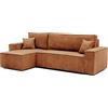 IDOHOME 244x145 Divano Angolare 3 Posti con Contenitore - Funzione Letto (200x125) - Divano Letto Angolare con Penisola Reversibile in Velluto a Coste