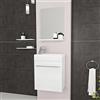 Inbagno Mobile Bagno sospeso salvaspazio Compatto, L.40 x P.22.5 x H. 55.6 cm, Vasca Reversibile, Completo di lavabo in Ceramica Specchio e mensola (Rovere Bianco)