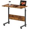 sogesfurniture Tavolo per computer portatile regolabile in altezza, con slot per tablet, 80 x 40 cm, tavolino da bagno con ruote, marrone vintage