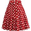 IBTOM CASTLE Gonna da donna vintage Rockabilly anni '50 Retro Swing a campana, a vita alta, casual, a pois, Pois rossi, M