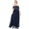 Maya Deluxe Maxi Abito Maya Bardot Vestito per Damigella d'Onore, Verde Smeraldo, 44 Donna