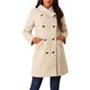 Seta T Cappotto doppiopetto da donna capispalla invernale giacche con colletto casual e tasche Beige S