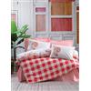 Nuit Des Rêves Ranforce Double Quilt Cover Set (200 x 200 cm), 100% cotone, rosa e bianco, 2 federe (80 x 80 cm), lavabile in lavatrice, elegante stampa a pigmento, chiusura a bottone